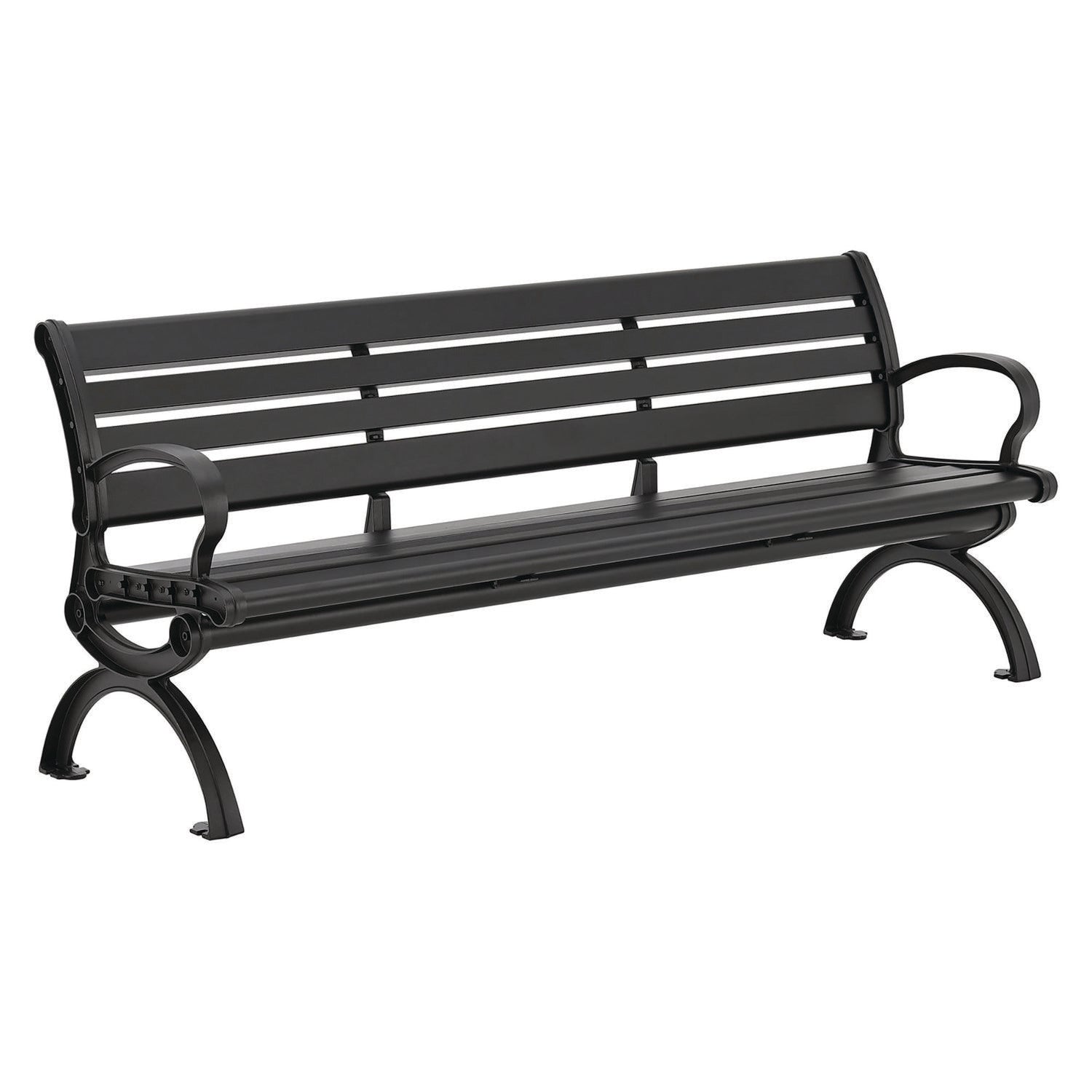 Aluminum Bench with Back, 73 x 22.75 x 30.75, Black