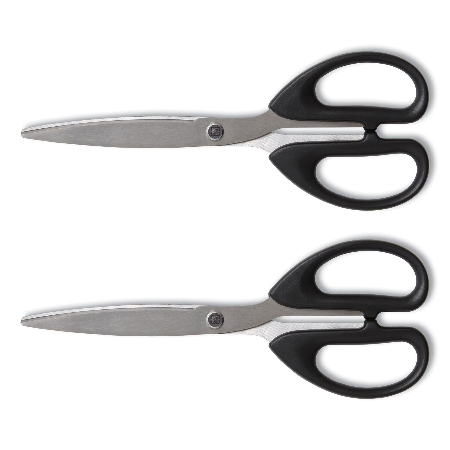Ambidextrous Stainless Steel Scissors, 8" Long, 3.86" Cut Length, Straight Symmetrical Black Handle, 2/Pack