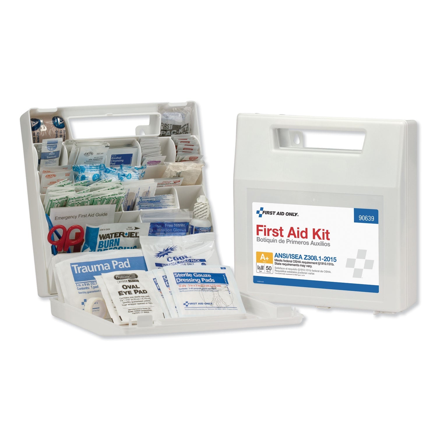 ANSI Class A  First Aid Kit for 50 People, 183 Pieces, Plastic Case