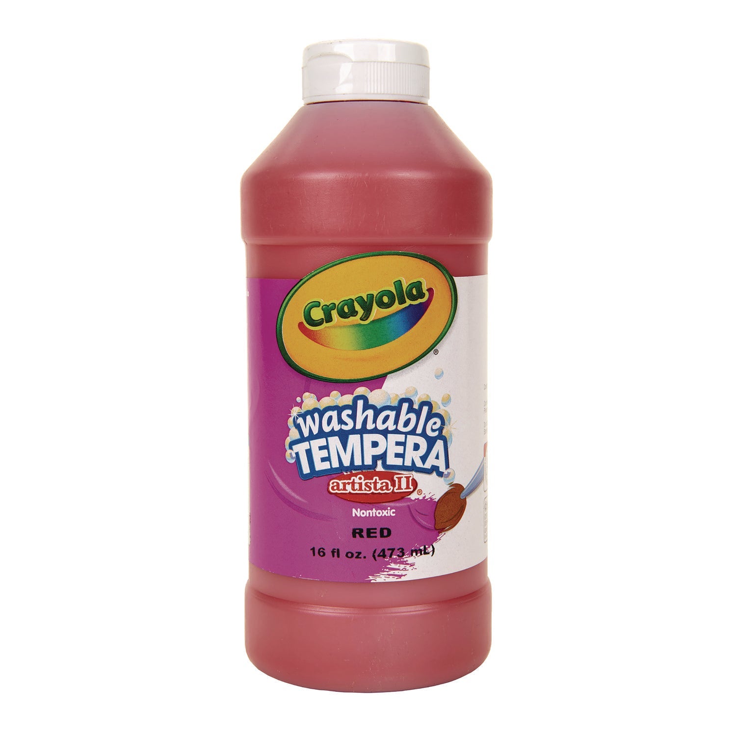 Artista II Washable Tempera Paint, Red, 16 oz Bottle