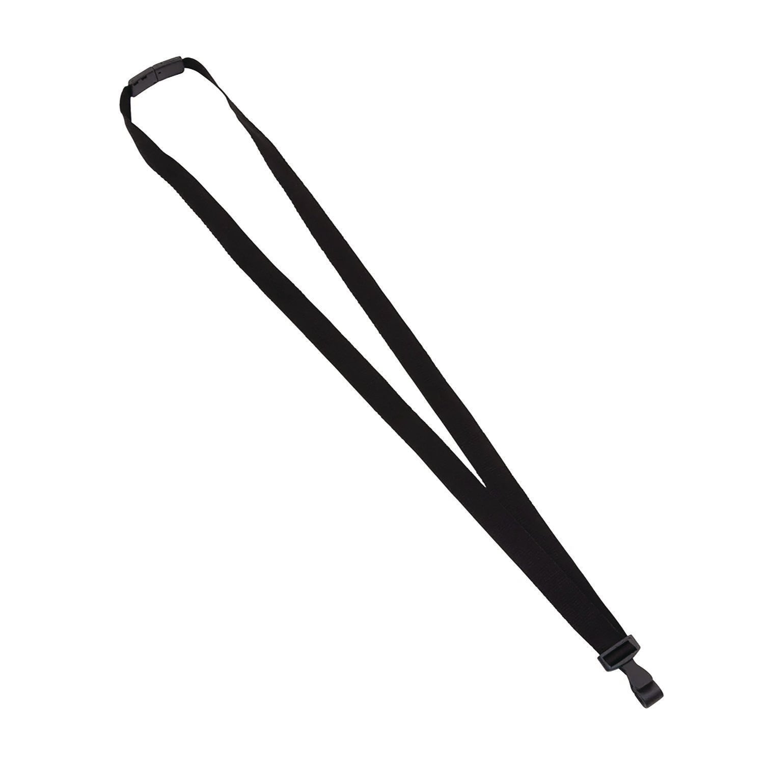 Breakaway Lanyard with Plastic Hook, 36" Long, Black, 12/Pack