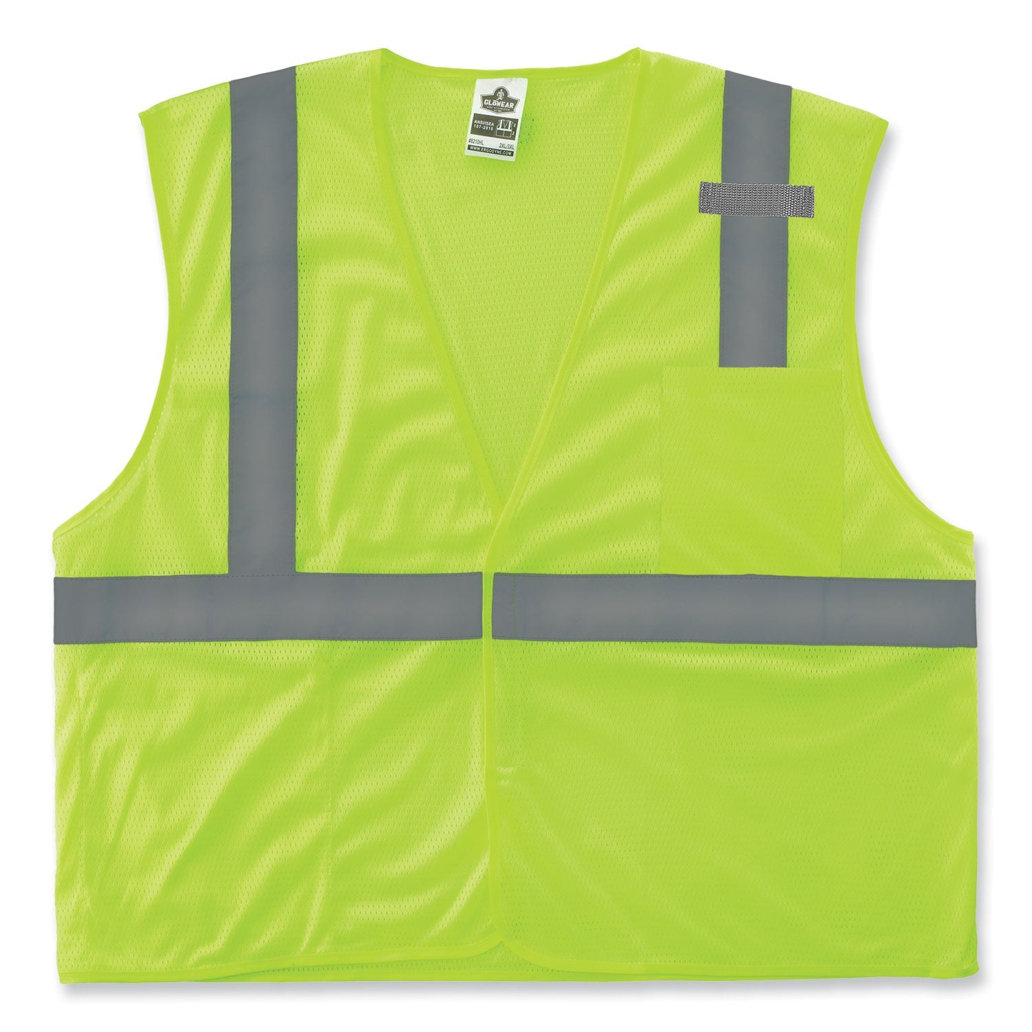 GloWear 8210HL-S Single Size Class 2 Economy Mesh Vest, Polyester, X-Large, Lime