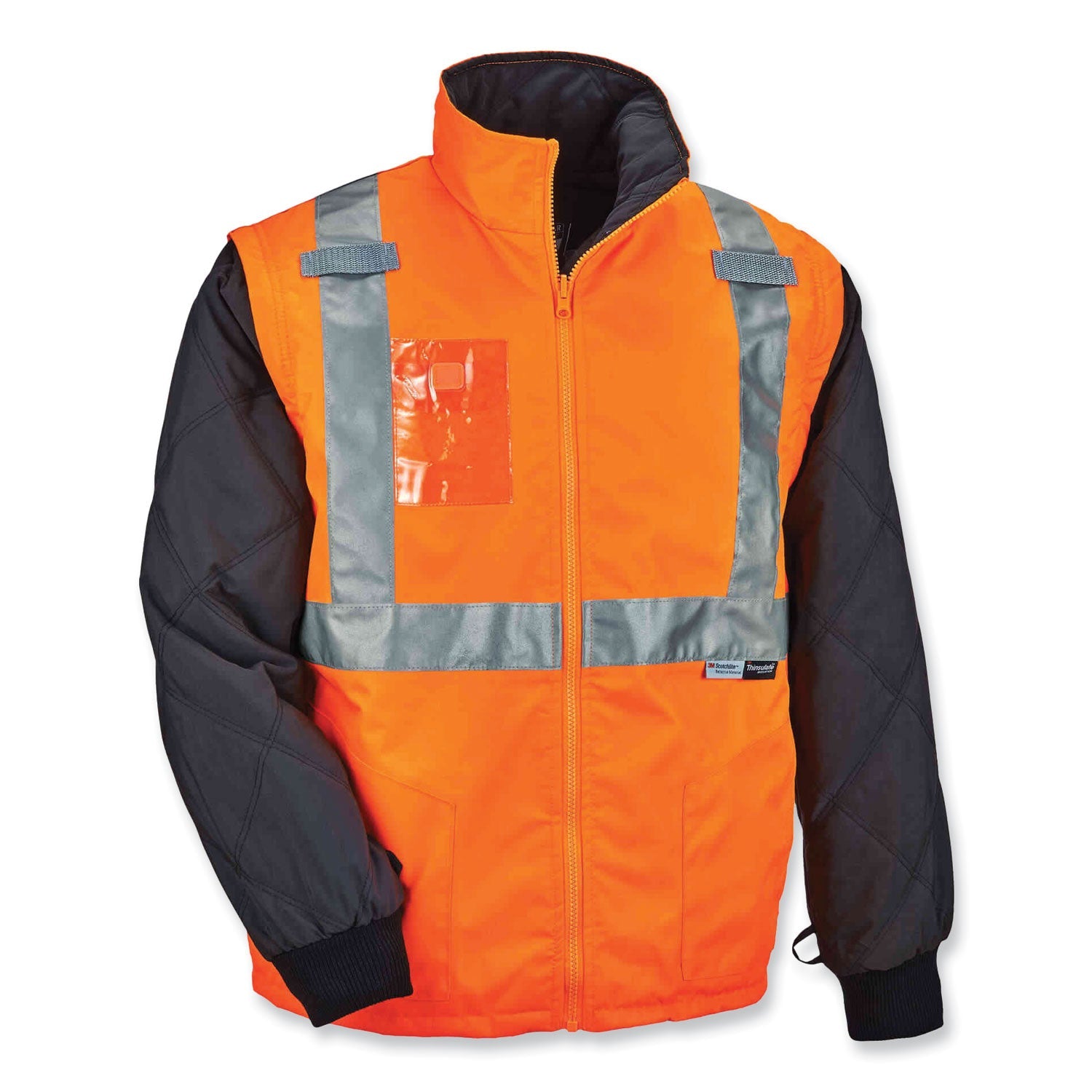 GloWear 8287 Class 2 Hi-Vis Jacket with Removable Sleeves, X-Large, Orange