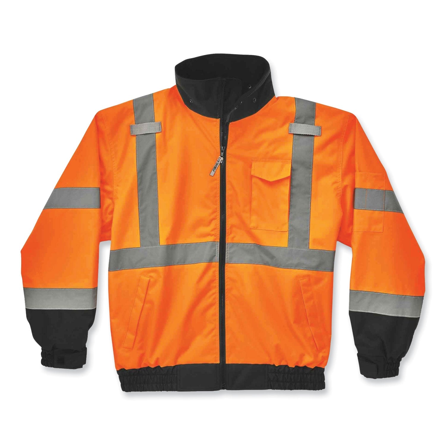 GloWear 8379 Class 3 Hi-Vis Fleece Lined Bomber Jacket, Orange, 4X-Large