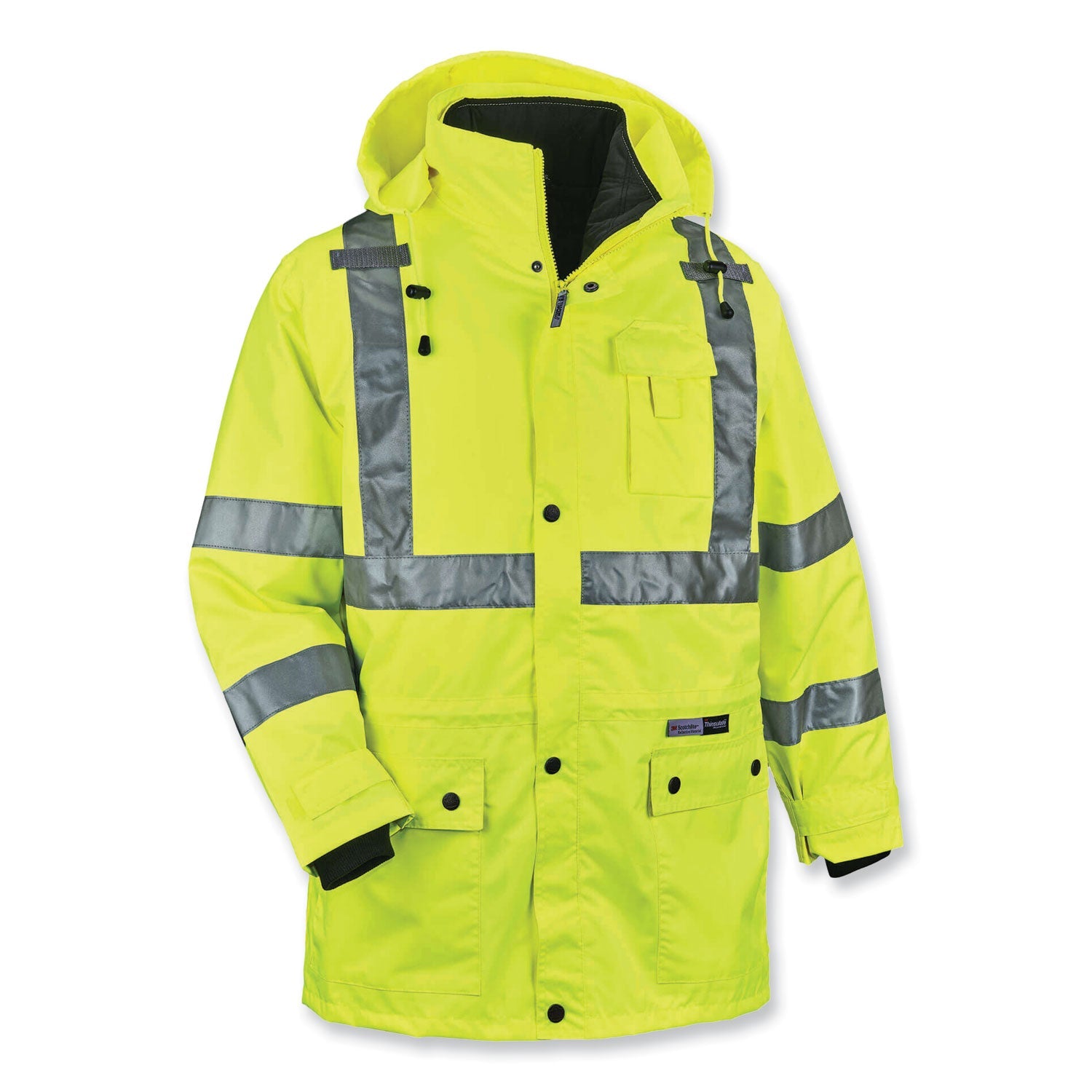 GloWear 8385 Class 3 Hi-Vis 4-in-1 Jacket, Medium, Lime