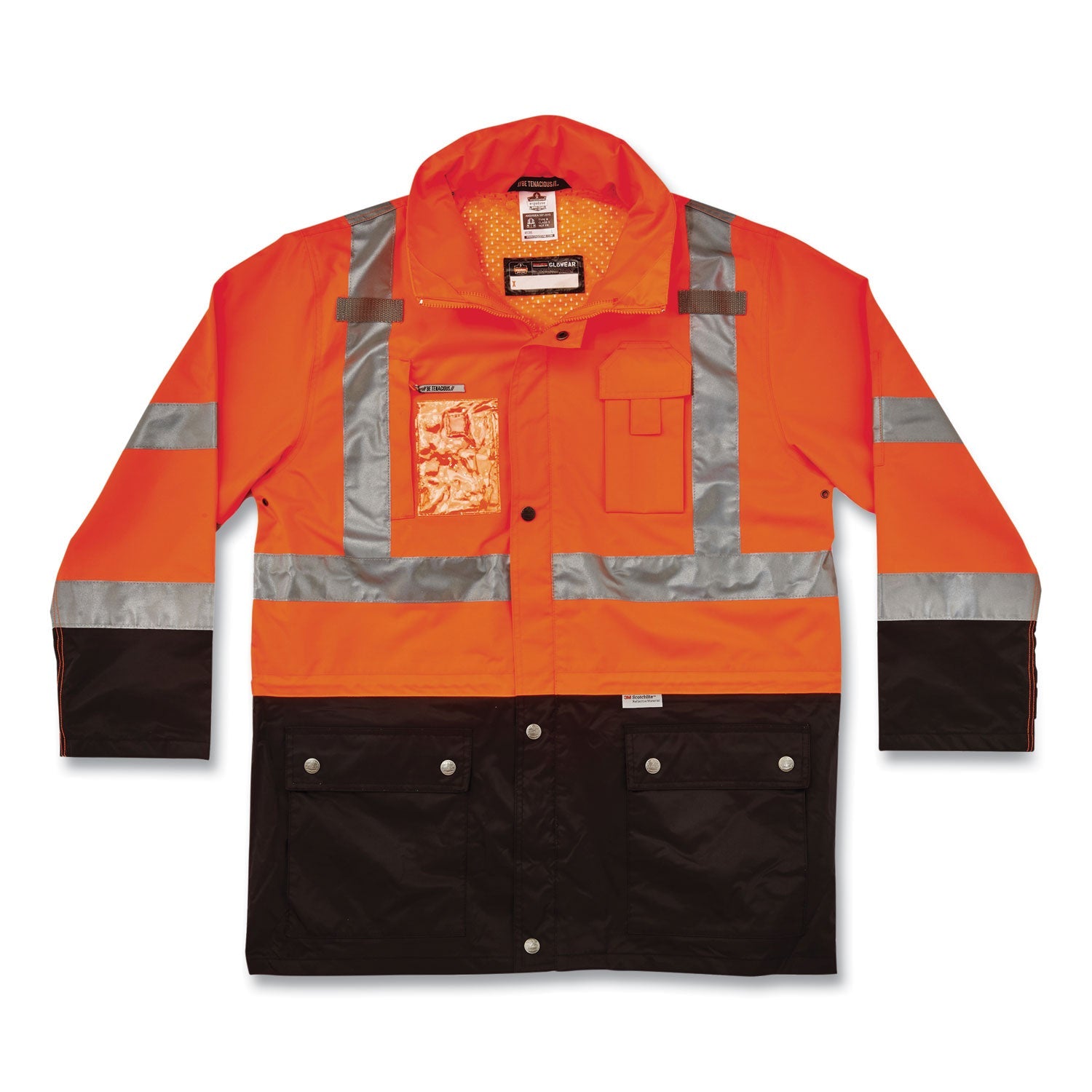 GloWear 8386 Class 3 Hi-Vis Outer Shell Jacket, Polyester, 4X-Large, Orange