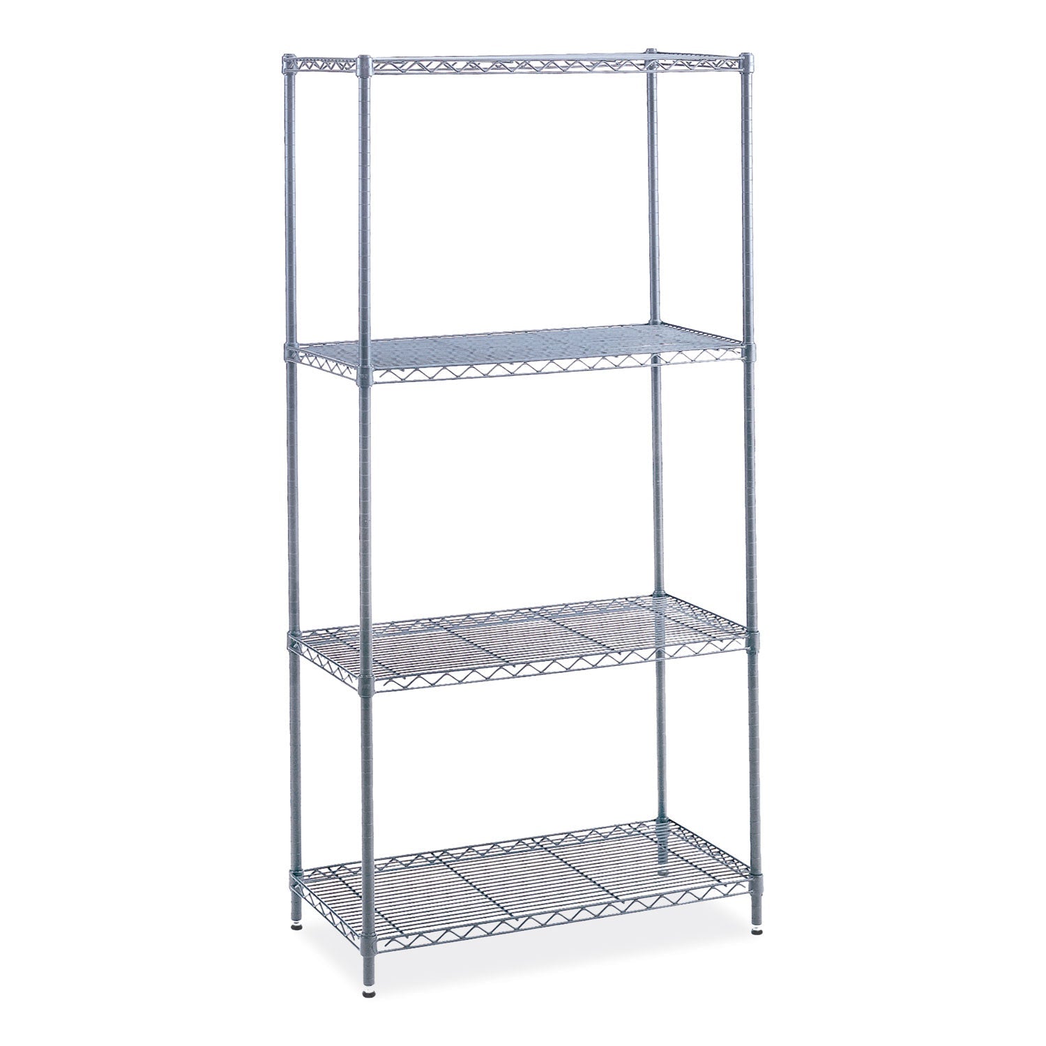 Industrial Wire Shelving, Four-Shelf, 48w x 18d x 72h, Metallic Gray