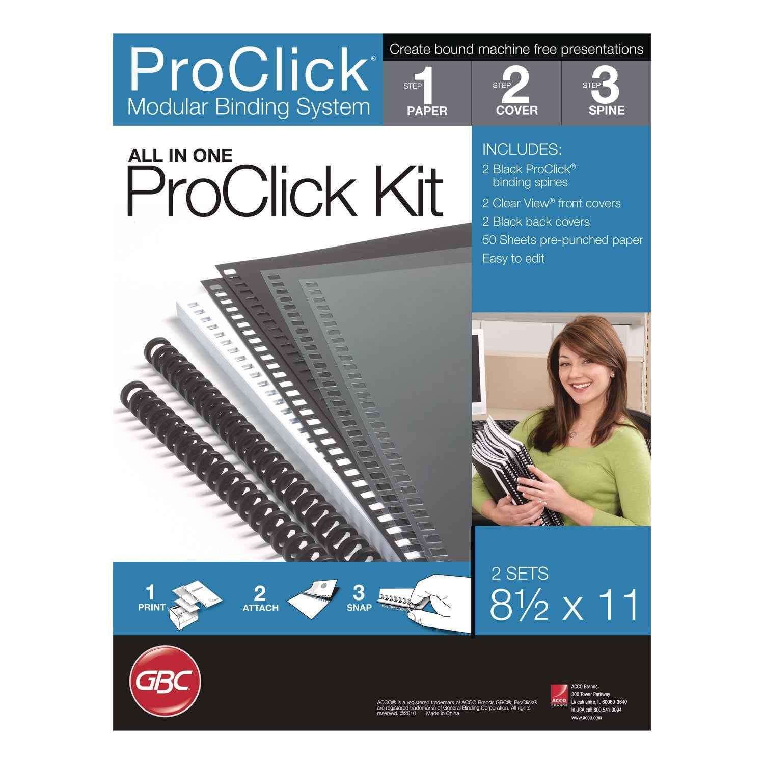 Instant Report Kit, 5/16" Capacity, Clear/Black Cover, Black Spine