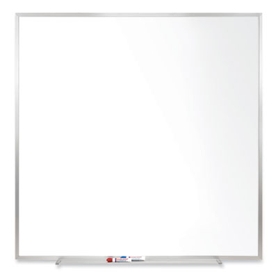 Magnetic Porcelain Whiteboard with Satin Aluminum Frame, 48.5 x 48.5, White Surface