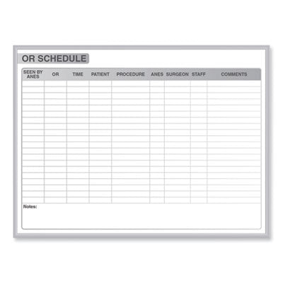 OR Schedule Magnetic Whiteboard, 96.5 x 48.5, White/Gray Surface, Satin Aluminum Frame