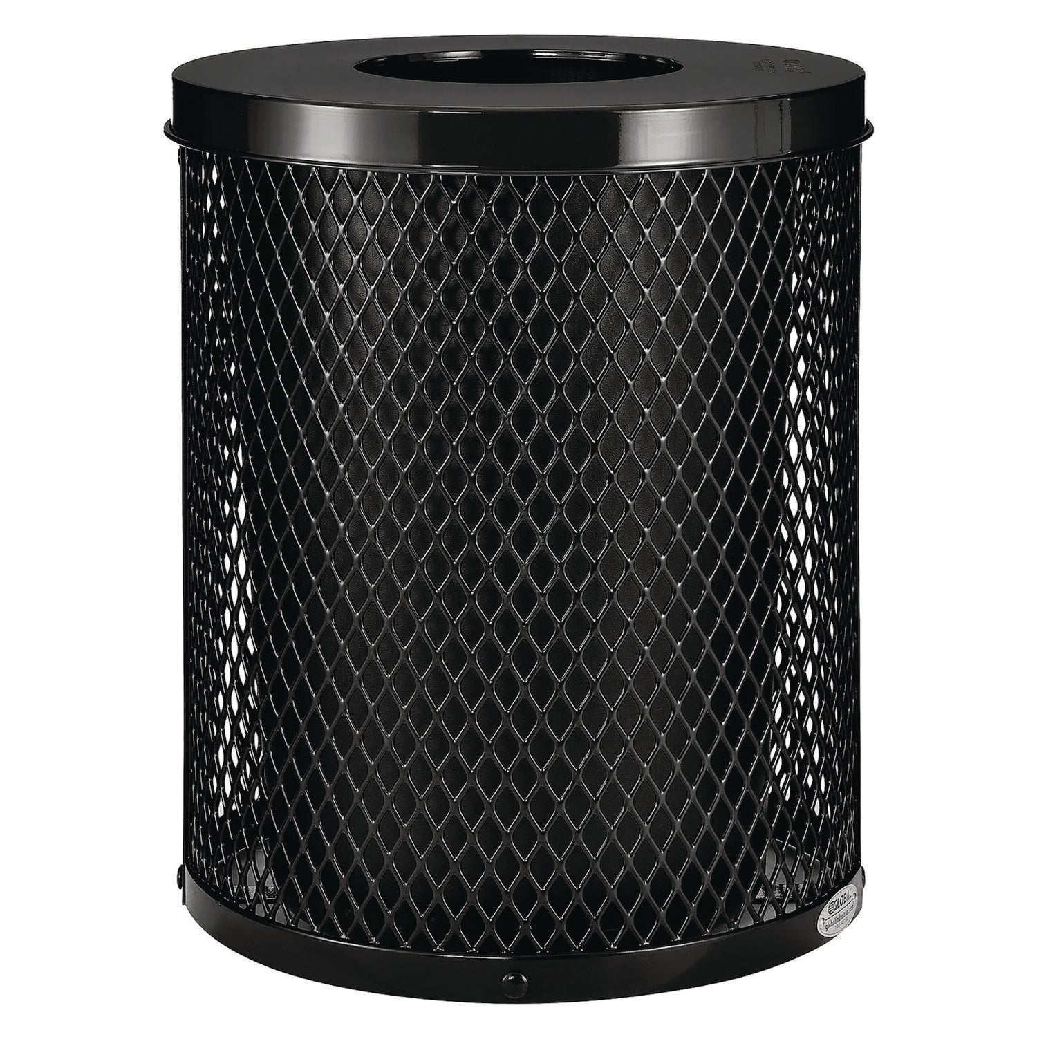 Outdoor Diamond Steel Trash Can, 36 gal, Black