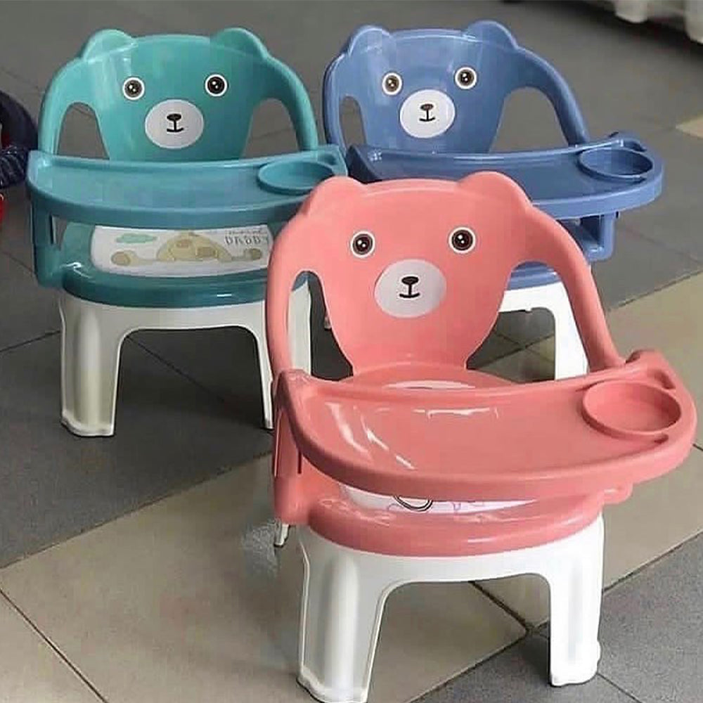 ( NET ) Baby Bucket Chair With Tray Strong And Durable Plastic Baby ChairOrange