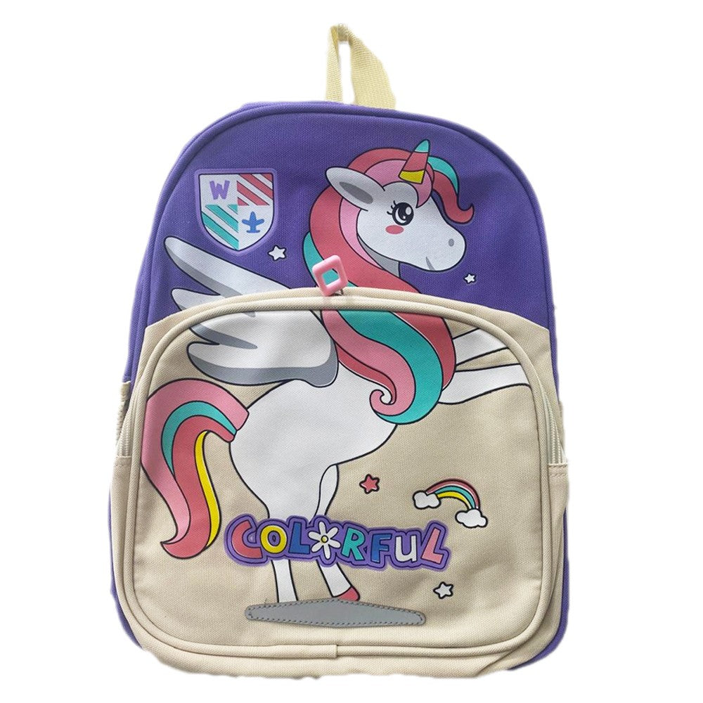 (NET)  Cute Cartoon Design School BagUnicorn / Purple