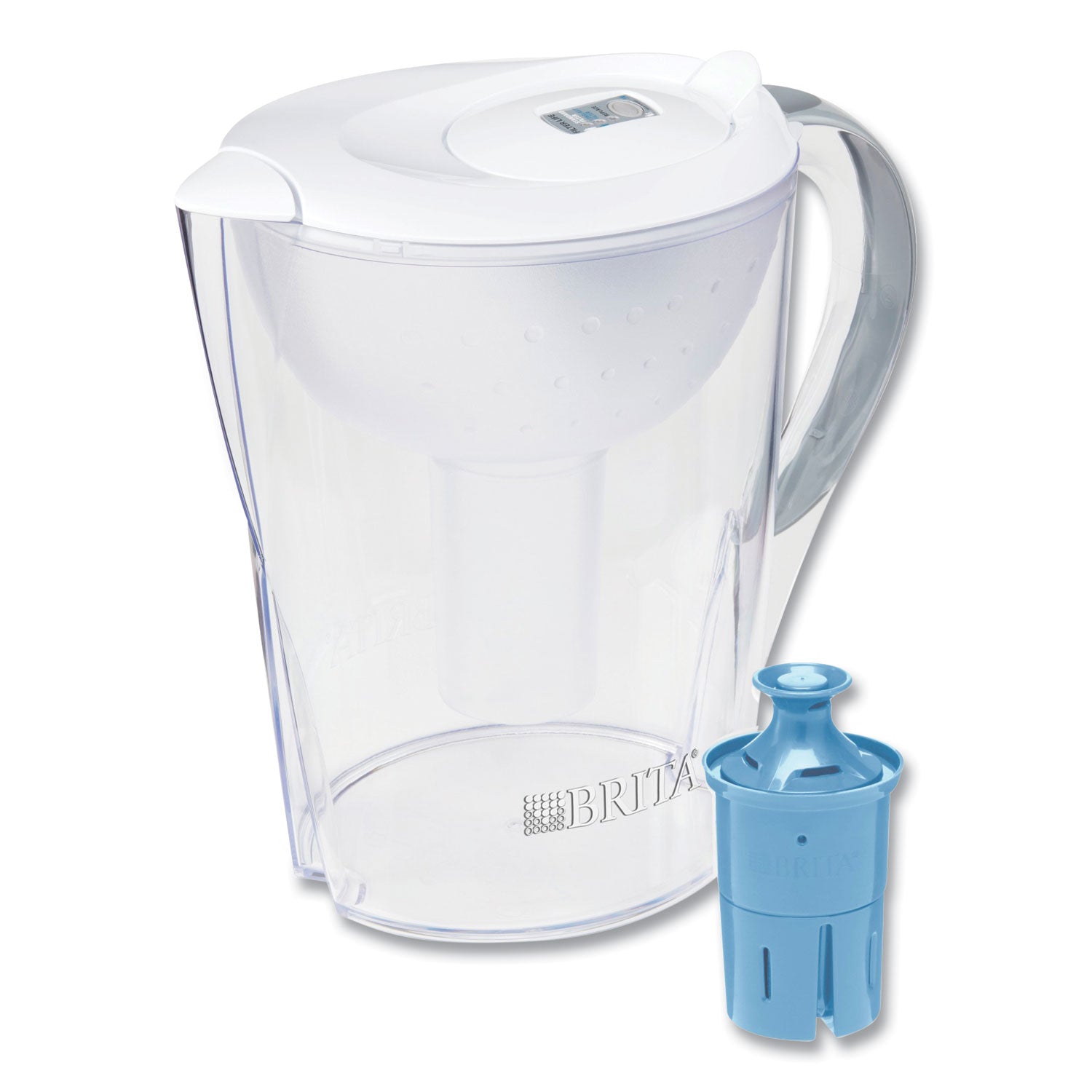 Pacifica Pitcher with Longlast  Filter, 0.63 gal, White/Clear