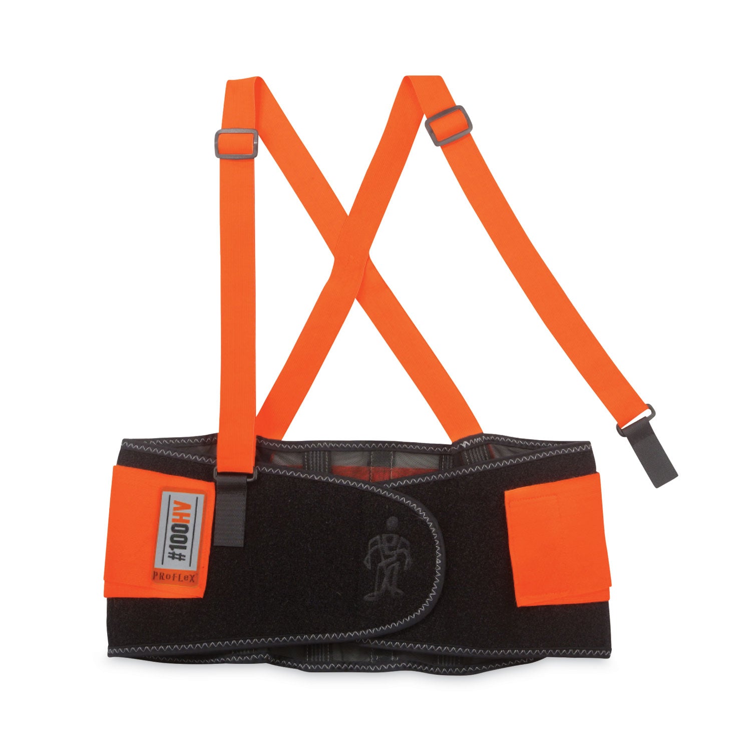 ProFlex 100HV Economy Hi-Vis Spandex Back Support Brace, X-Small, 20" to 25" Waist, Black/Orange