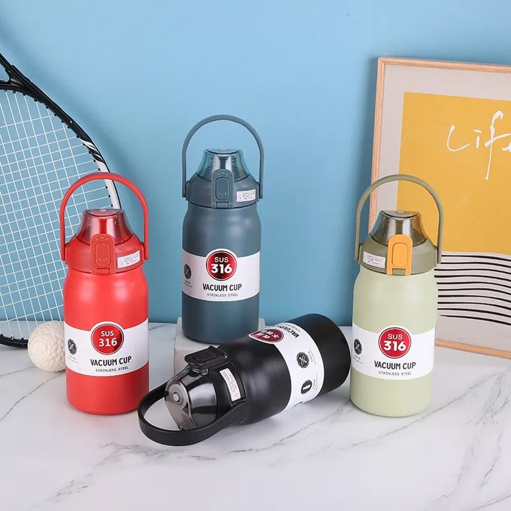 (Net) 1000ML Vacuum Insulated Stainless Steel Sports Water Bottle / 061885Black