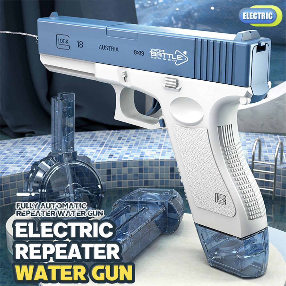 (NET) Glock Pistol Water Gun Electric Shooting Toy Full Automatic Summer Water Beach Toy For Kids AdultsBLUE