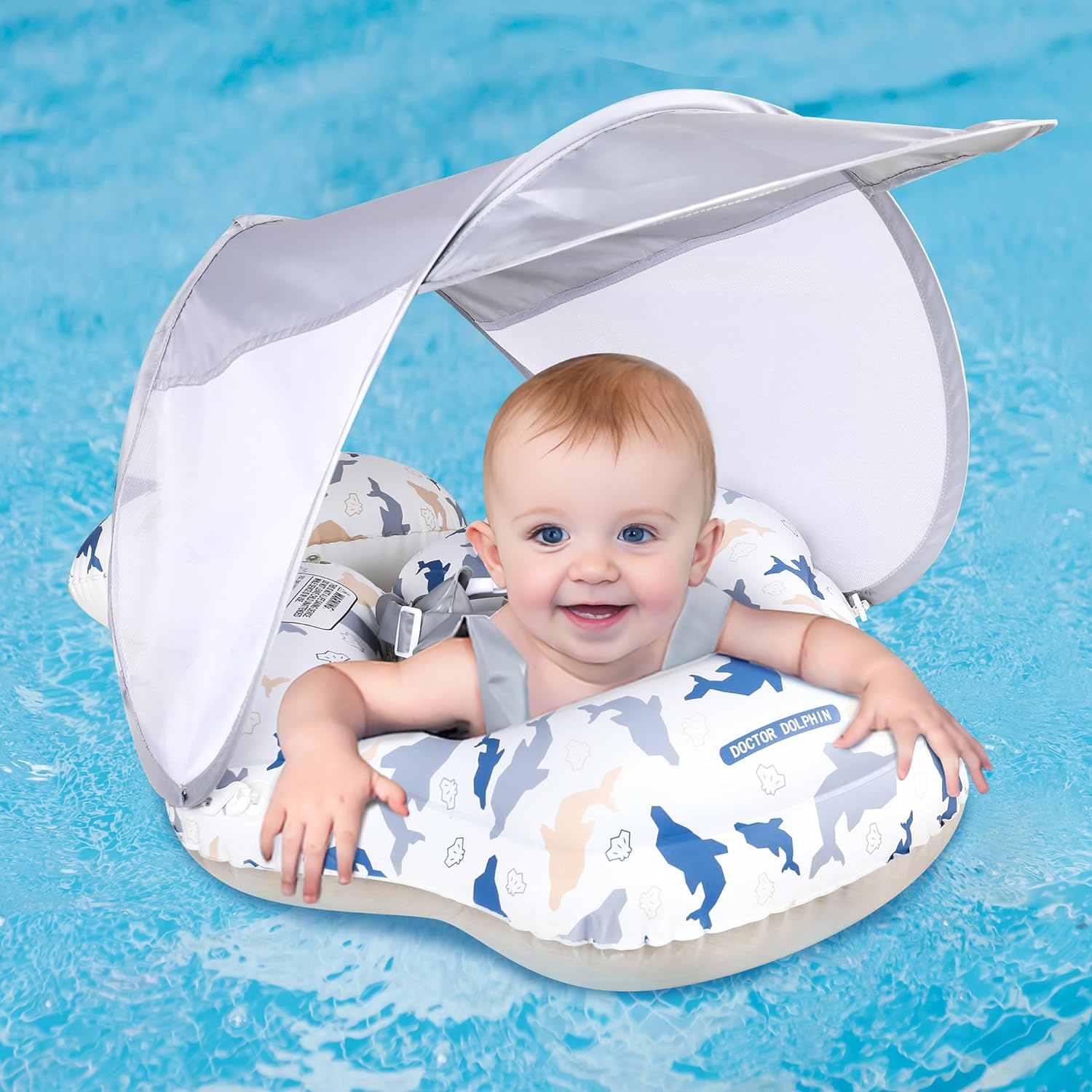 (NET) Inflatable Baby Swimming Float with Sun Canopy 69 cm
