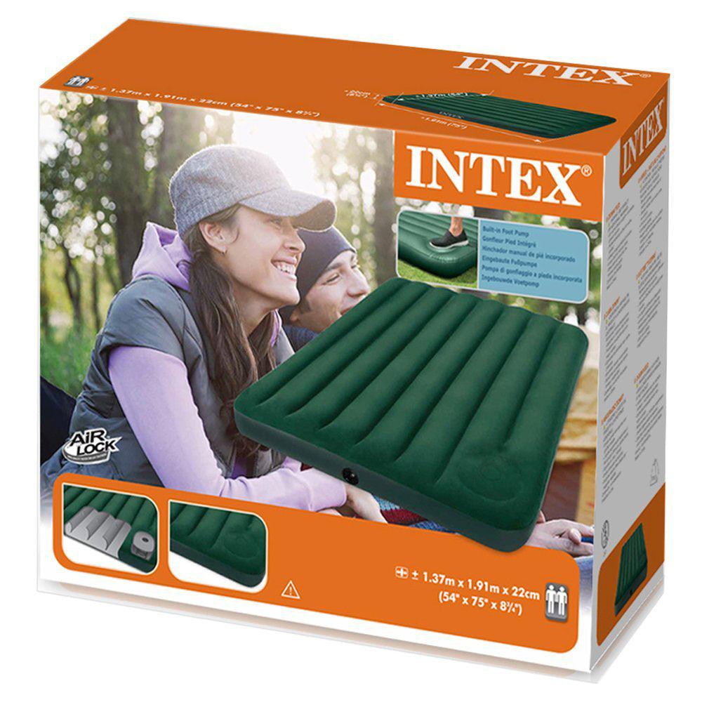 (NET) Intex Downy Air bed Full Size With Built in Foot Pump