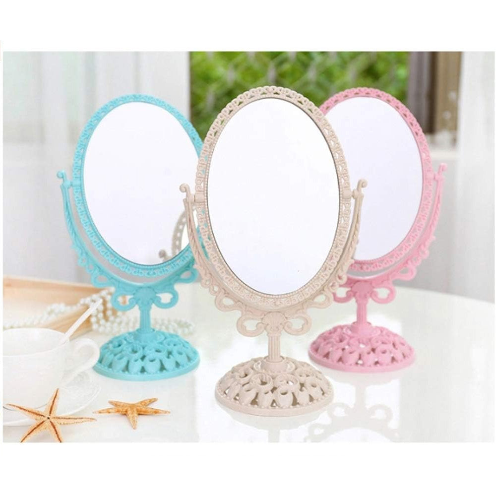 (NET) Magnifying Makeup Mirror with 360 Degree RotationPink
