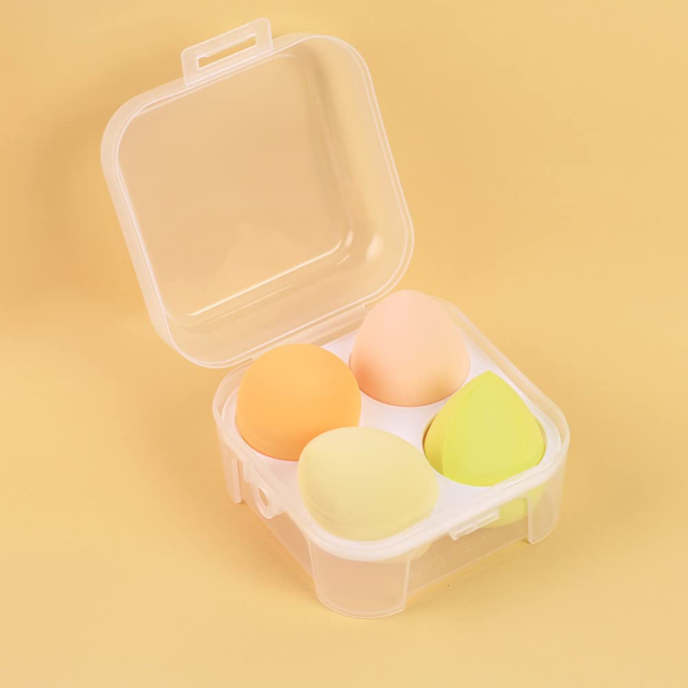 (NET) Makeup Cosmetic Puff Makeup Sponge With Storage Box Foundation Blending SpongeYellow