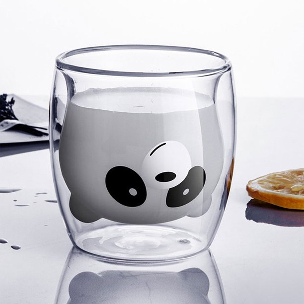 **NET**Double Glass Cup Creative Cartoon Design Cup / 9961409446015Brown Bear