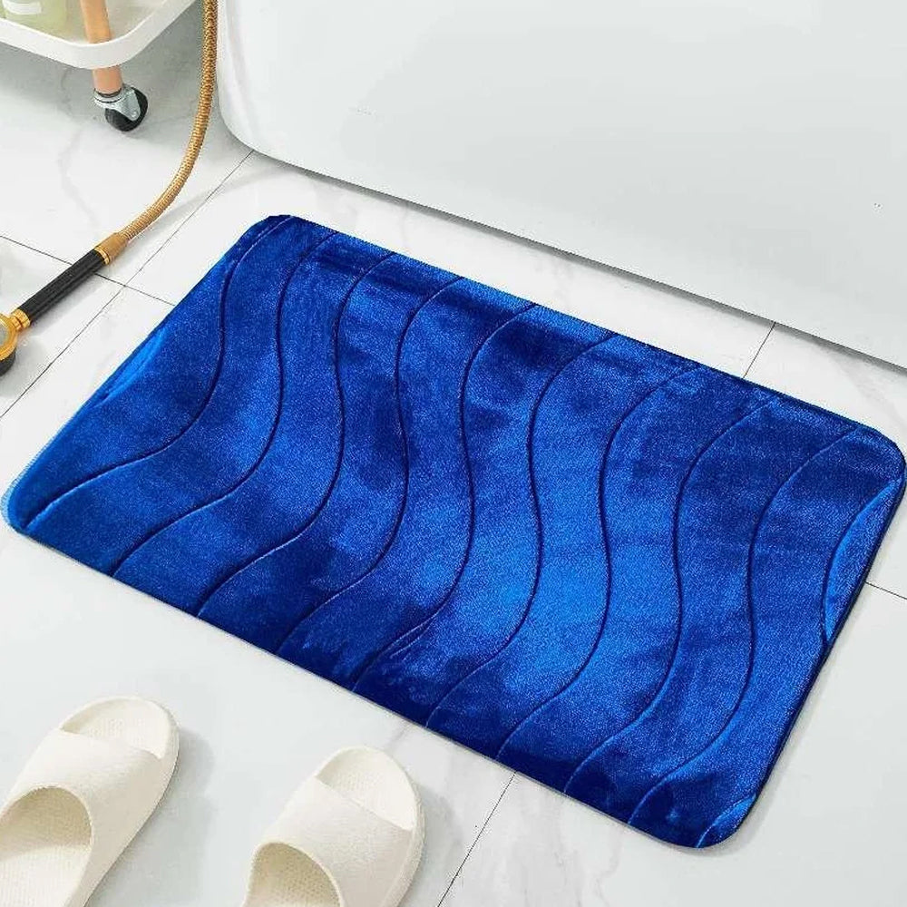 (net) Premium Single Side Velvet Bathroom MatNavy