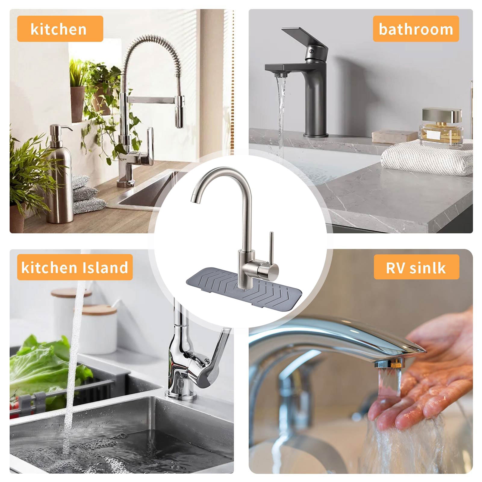 **NET**Silicone Faucet Waterproof Pad Kitchen Accessories / 5961124542126Black