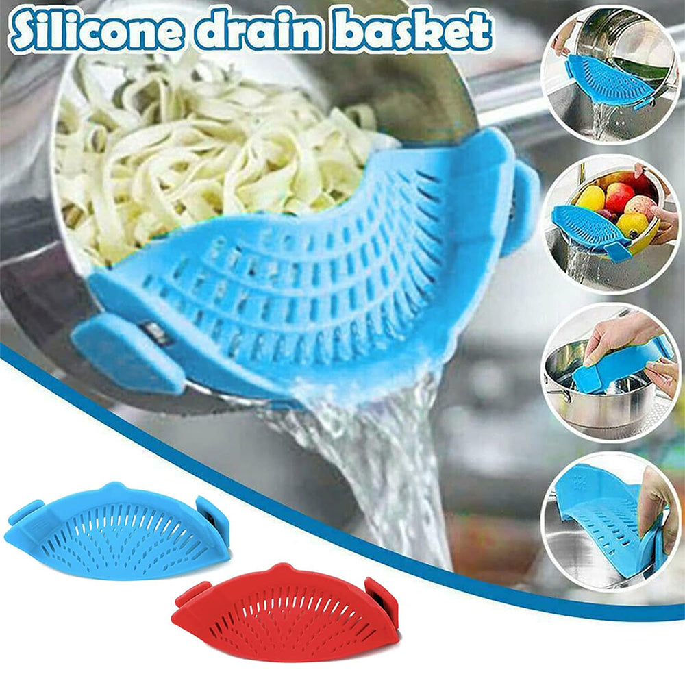 (Net) Silicone Strainer With ClipBlue