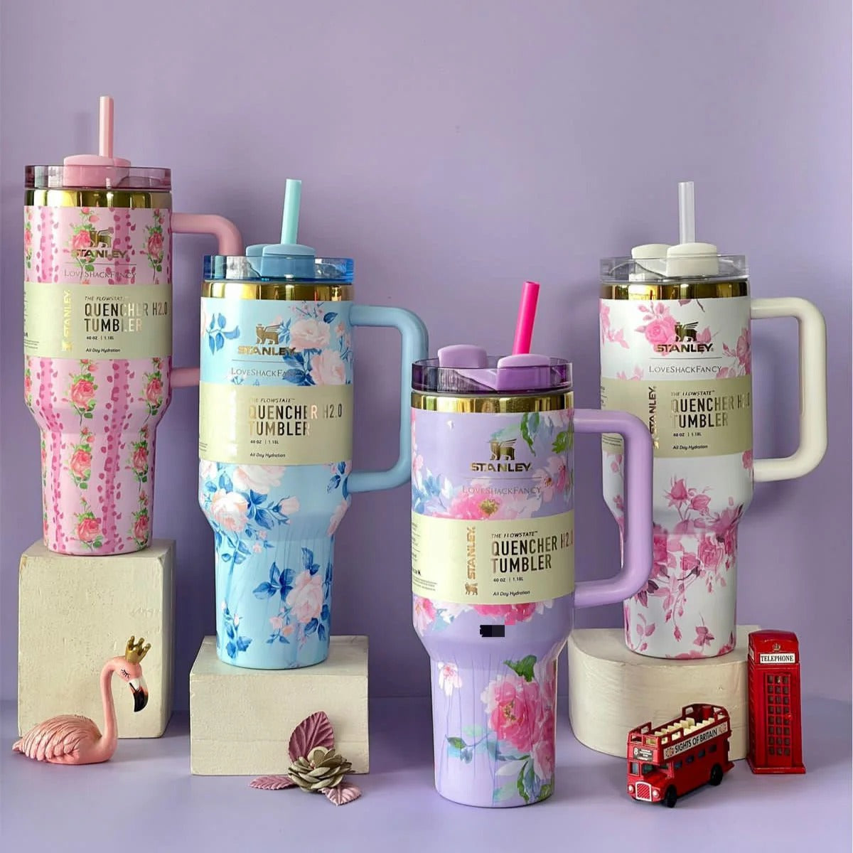 (Net) Stanley Flower Design Thermos Cup Tumbler With Lid 1.2 L
