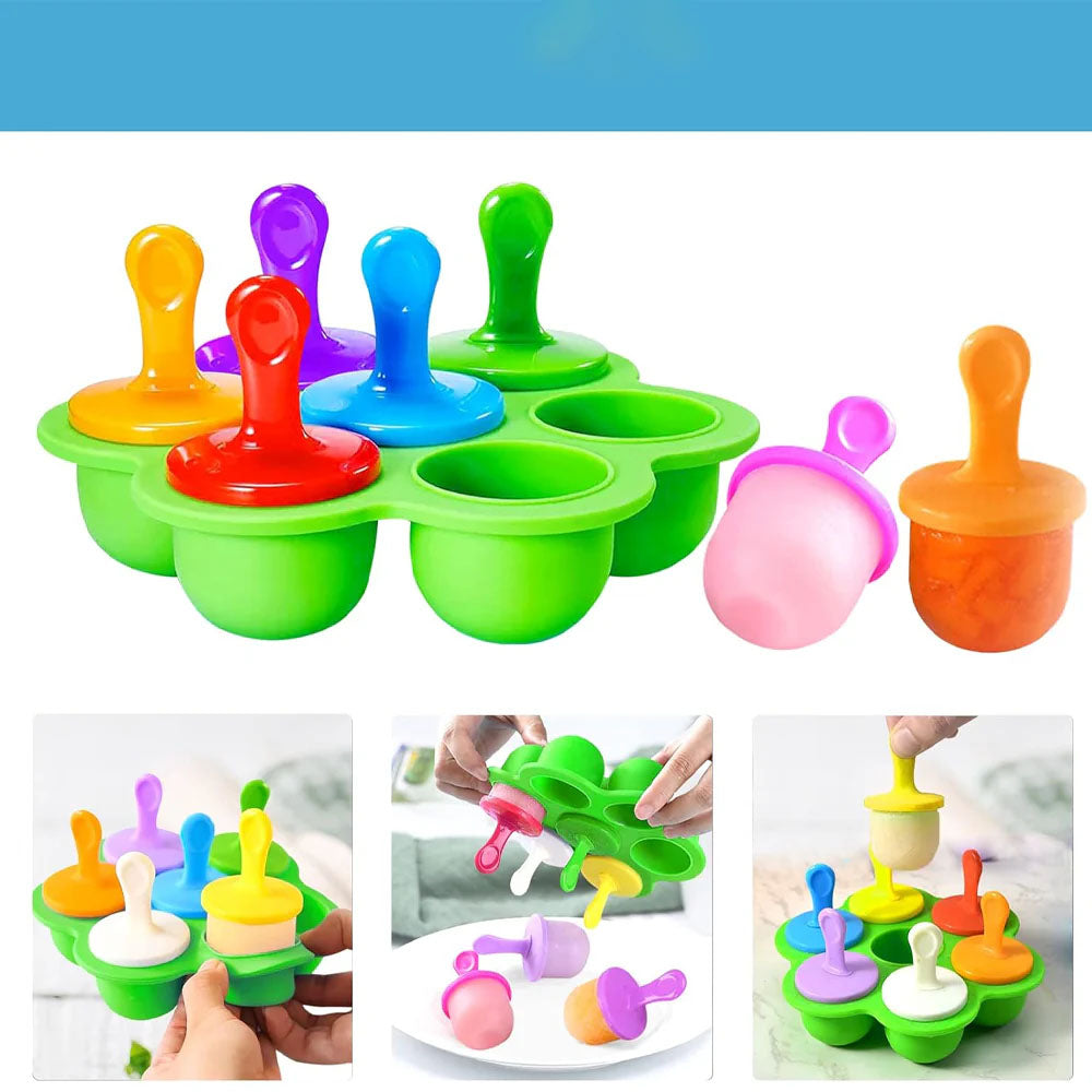 7 Cavity Silicone Mini Ice Popsicle MoldBlue