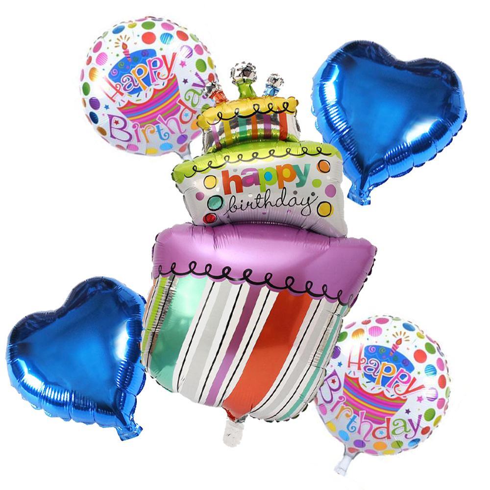 Cake Happy Birthday Helium Balloon set 5PCS Q-518Colorful Cake