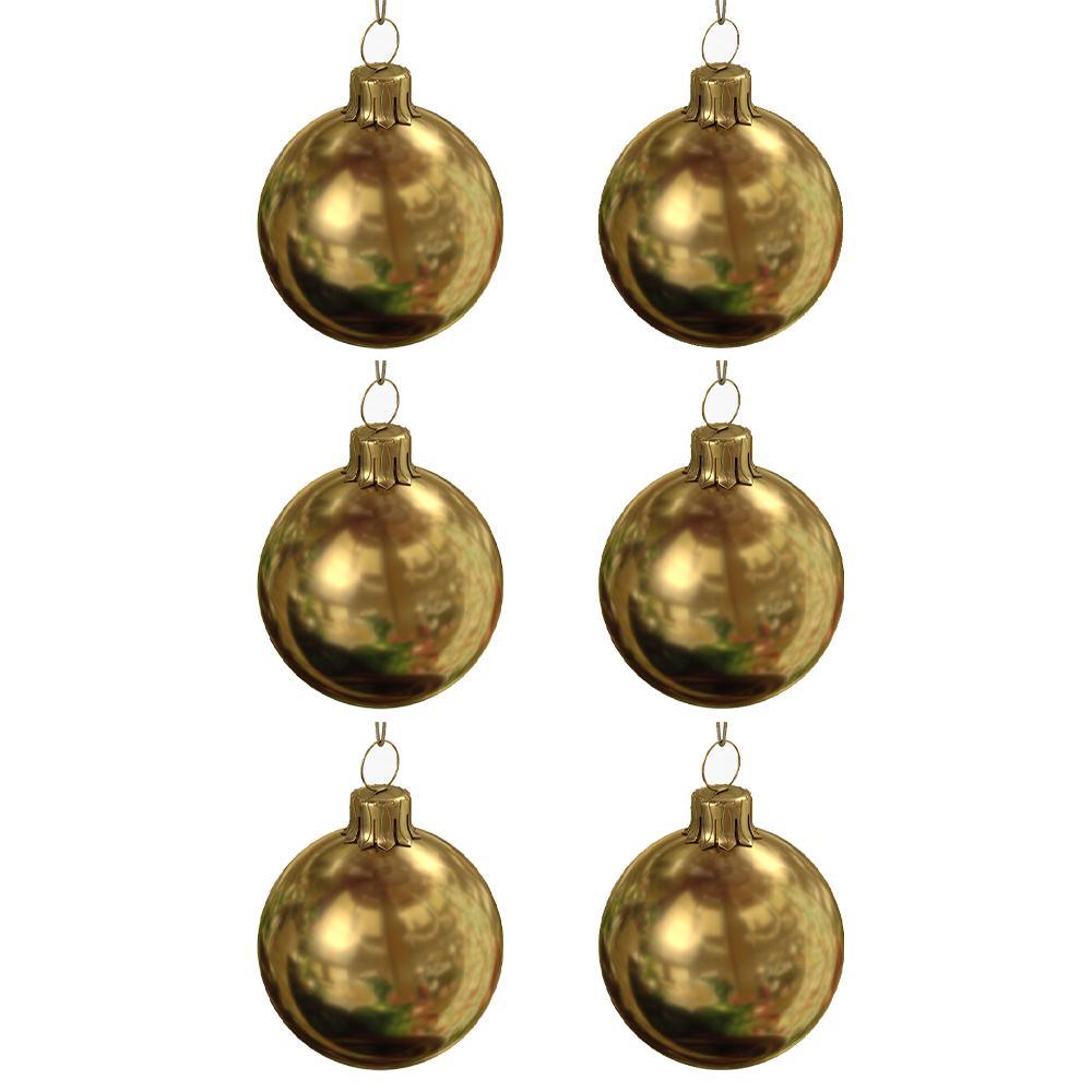 Christmas Decoration Ball 6 Cm (Set of 6)- Gold / C-457G / 2102