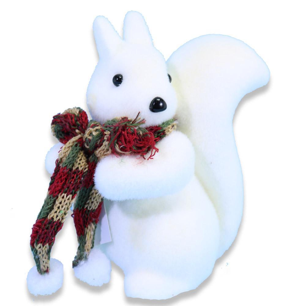 Christmas Foam White Squirrel With Red Scarf