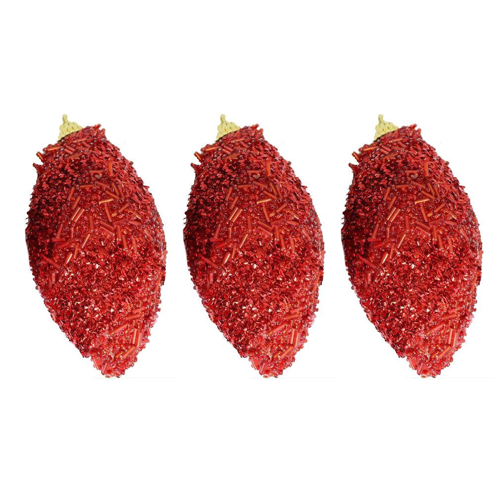 Christmas Red Cone Ball Tree Decoration Set (3pcs)