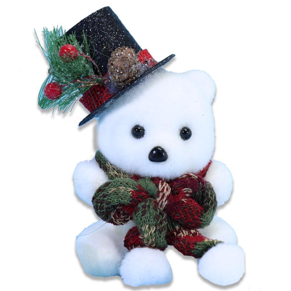 Christmas Sitting White Bear With Hat