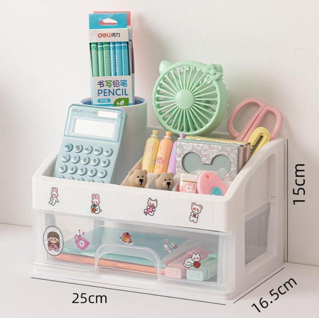 **(NET)**Cute Multi-storey Drawer Desktop Organizer Desk Storage BoxWhite