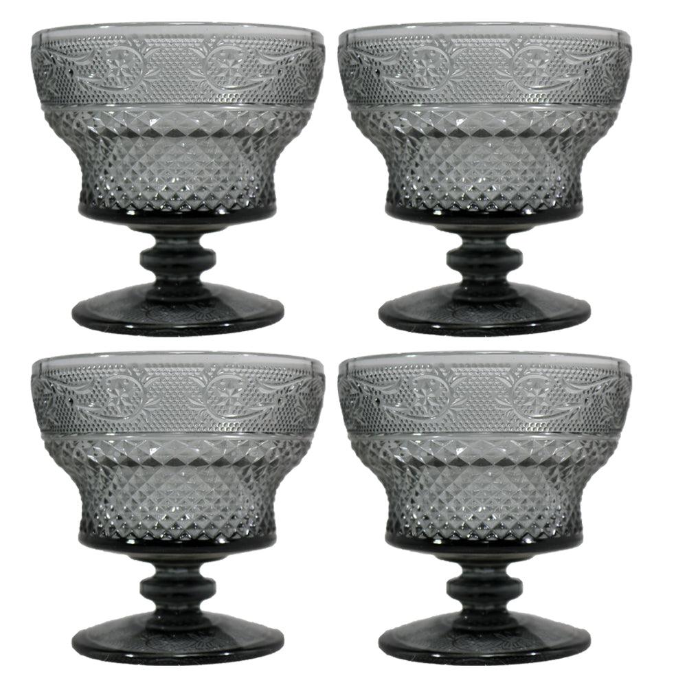 Colored Glass Dessert Cup ( 4 Pcs)Black