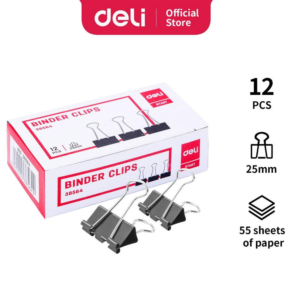 Deli E38564 Black binder clip 25 mm 12 pcs