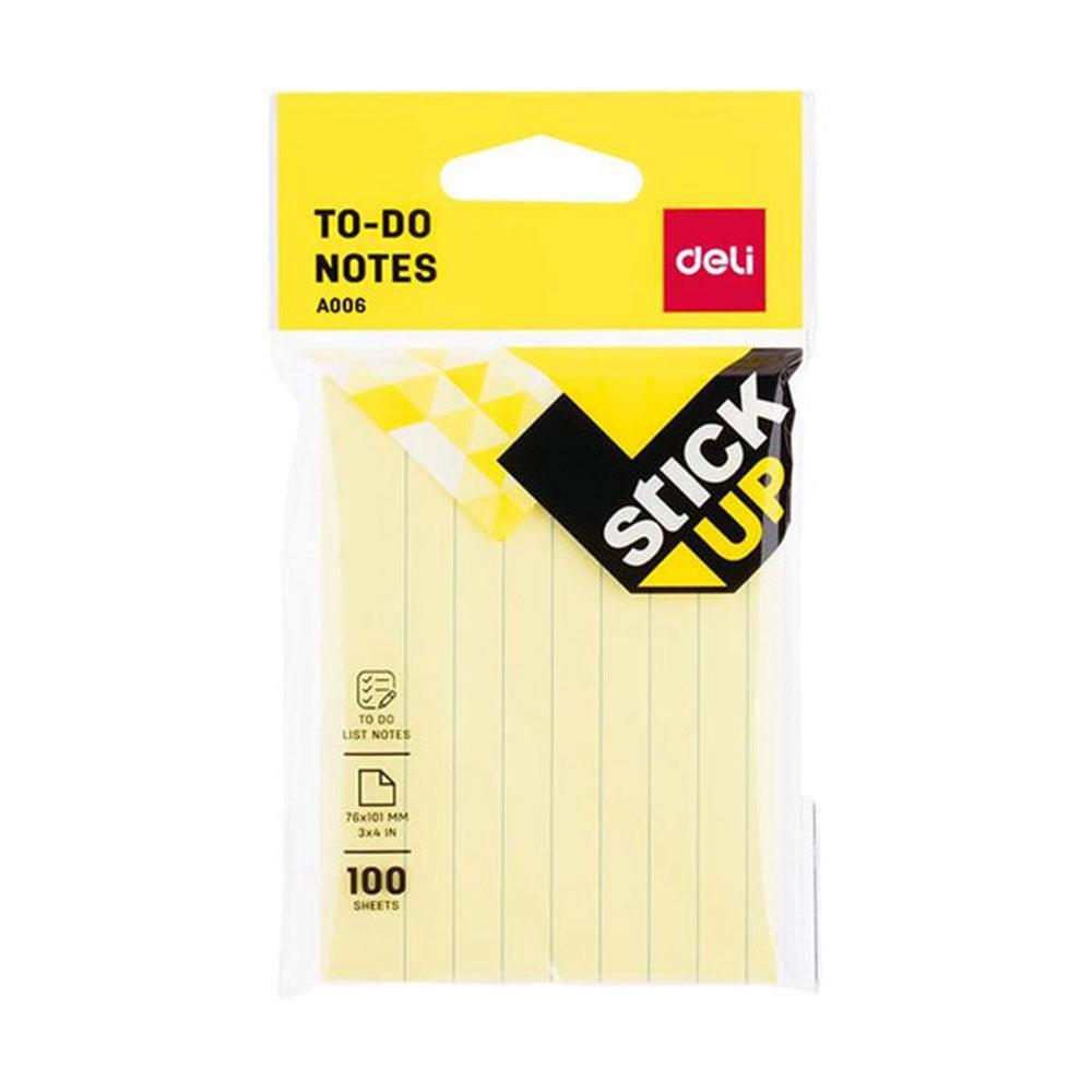 Deli EA00652 Sticky Notes Lined To Do 76 x 101mm 100 sheets