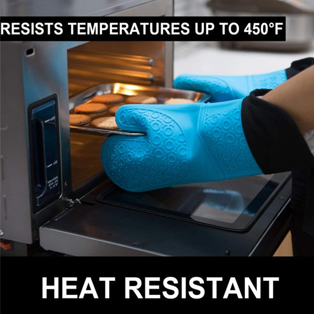 Extra Long Silicone Oven Mitts, Heat Resistant Oven Gloves Waterproof Flexible Pot Holders Heavy Duty Oven Mitts for Kitchen / KR-021Pink