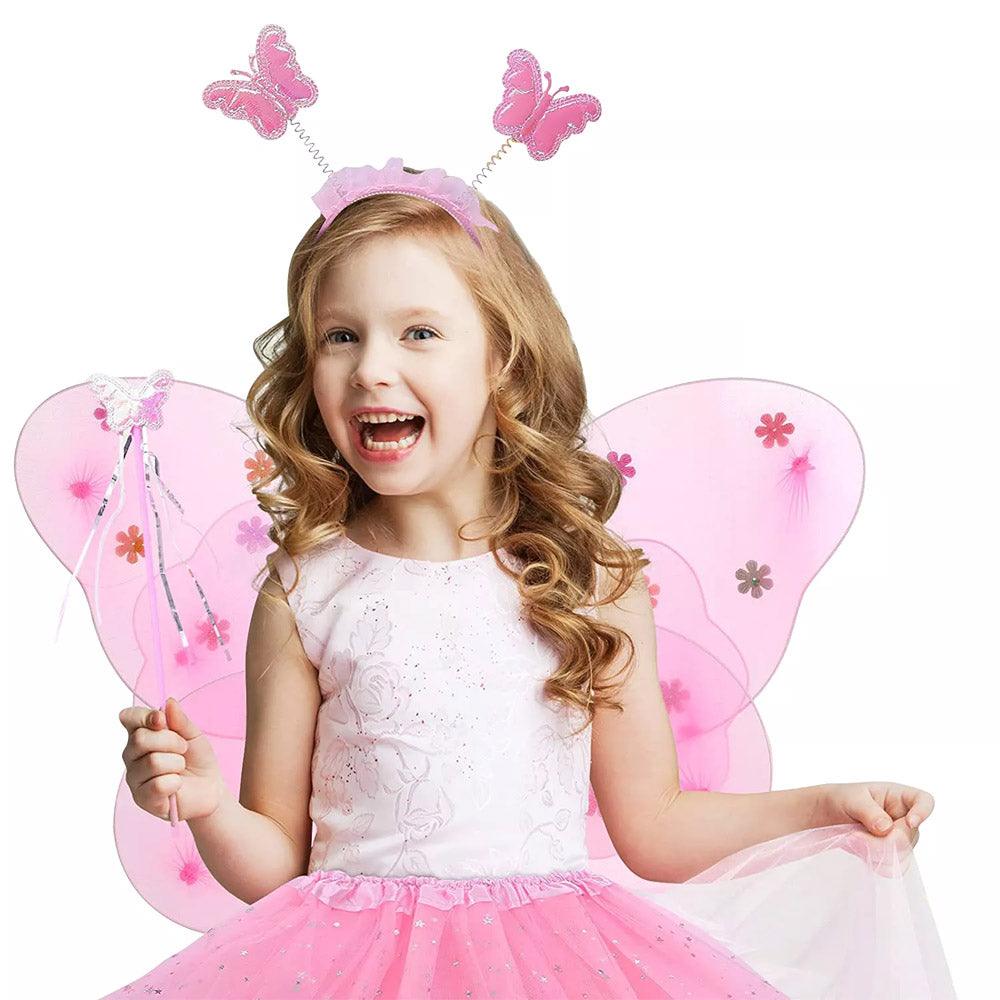 Fairy Princess Lovely Butterfly Wings With Wand & Head BandPink