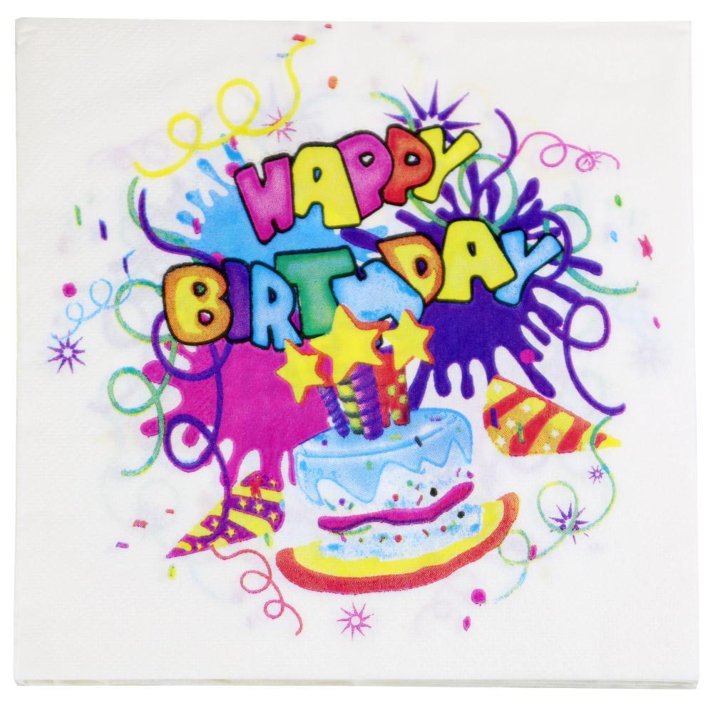 Happy Birthday White Napkin (20 Pcs) / AB-93