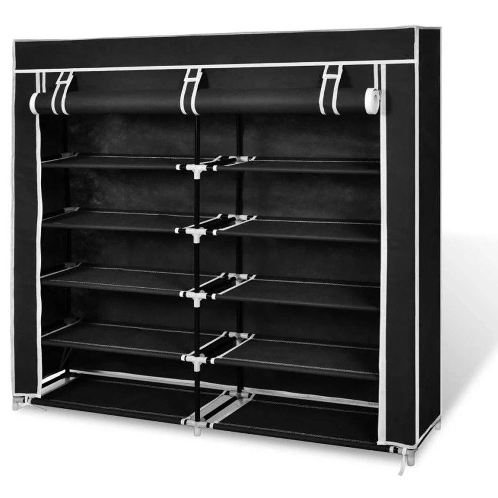 HCX Collapsible Metal Double Door Shoe Rack / T-2712ABlack