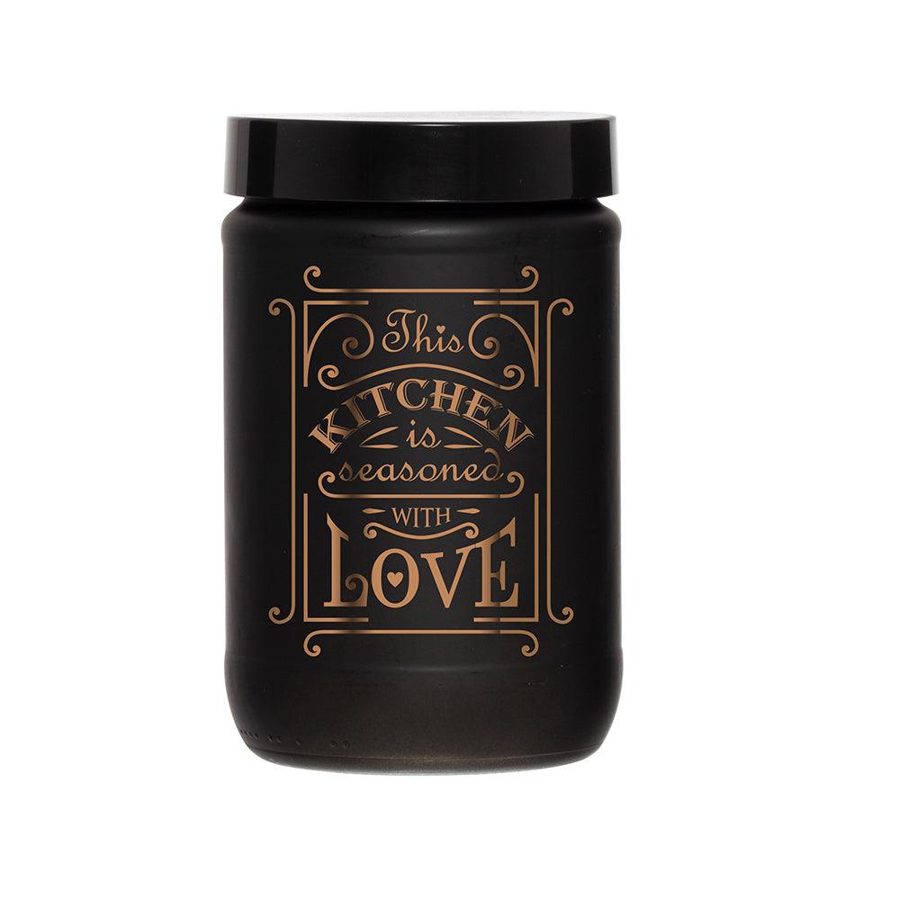 Herevin Decorated Black Matte Jar  / 660ml