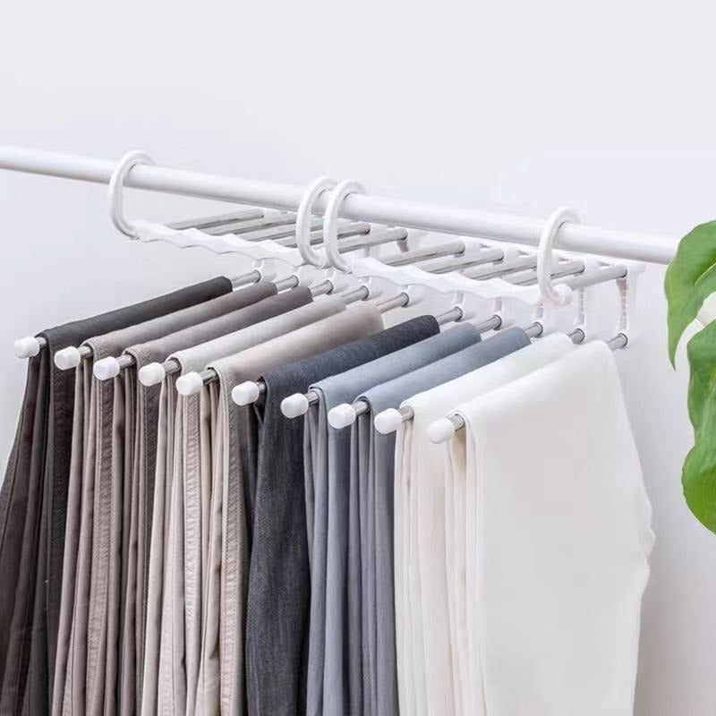 Multifunctional Wardrobe 5 Layers Pants Storage Rack Hangers Holders / 502624/602111 / KN-366White