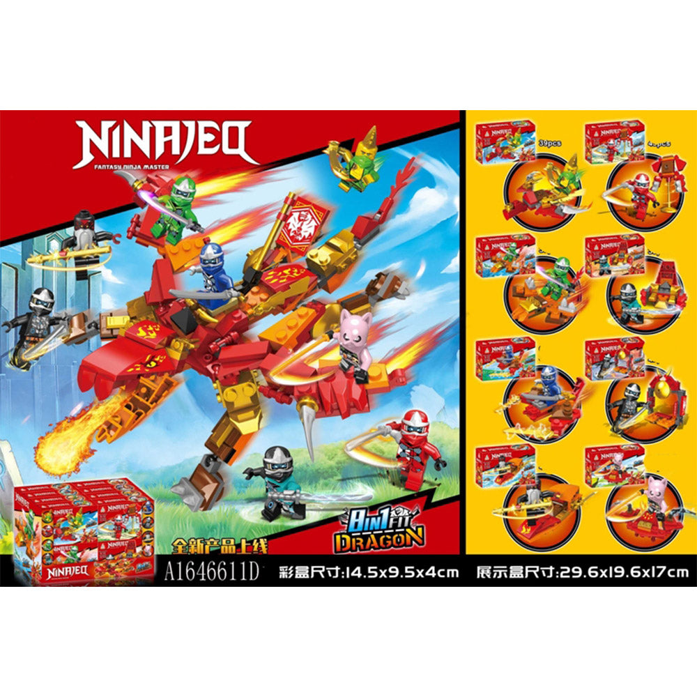 Ninja Go Red Dragon Building Blocks Set with 8 CharactersRed
