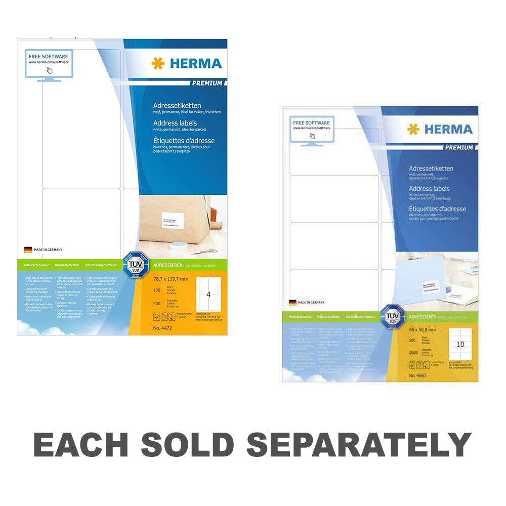 Herma Premium Address Labels A4 100pc78.7x139.7mm