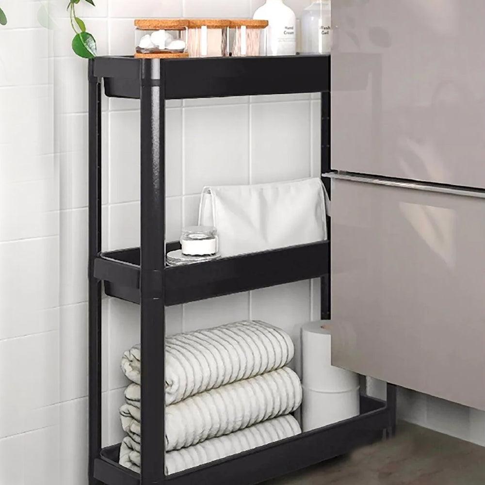 Organizer Shelving 3 Layers With Wheels Bathroom Shelf, Kitchen Shelf