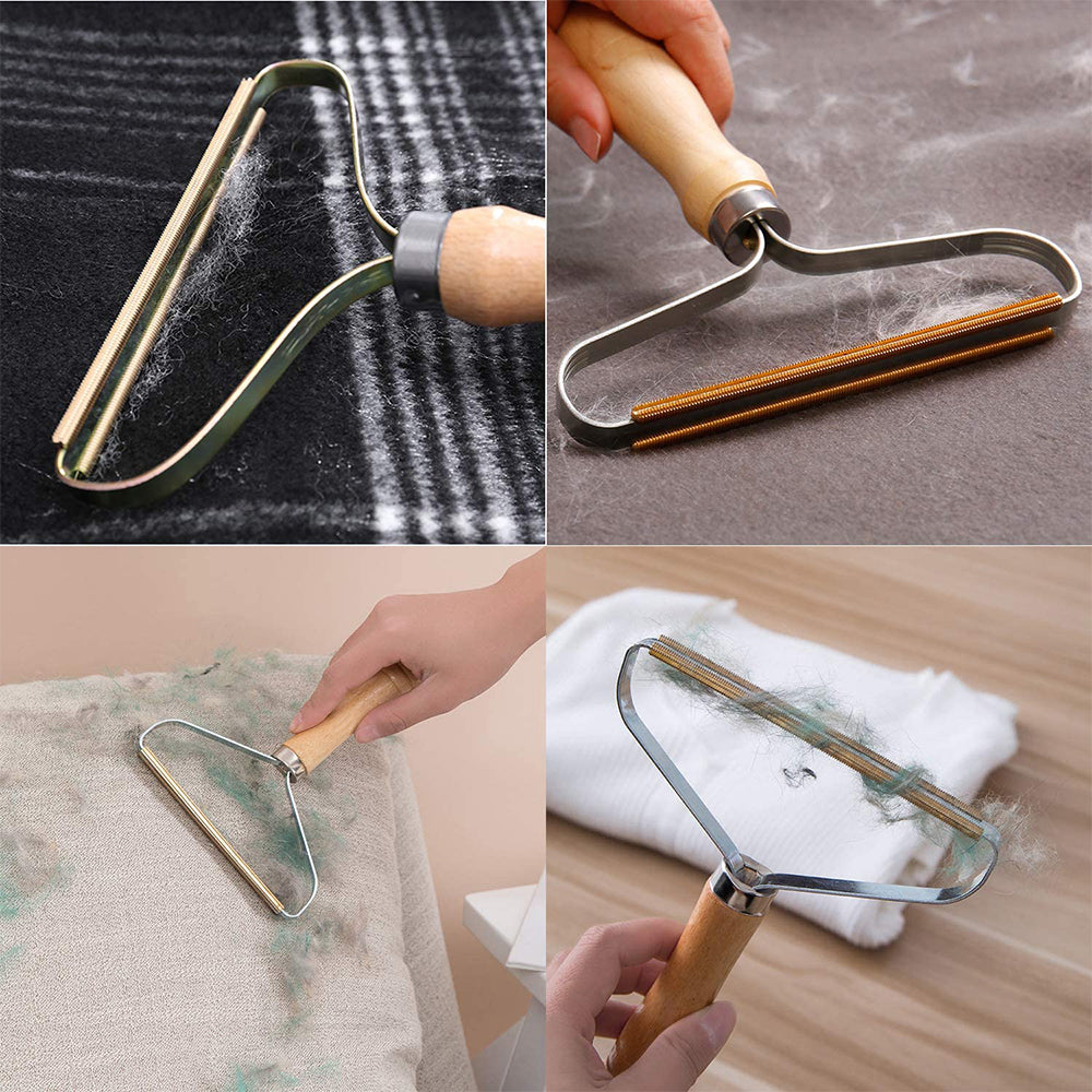 Portable Metal Lint Remover Roller Shaver For Pet Hair ,Carpet, Scraper with Wooden Handle / 6952636852116